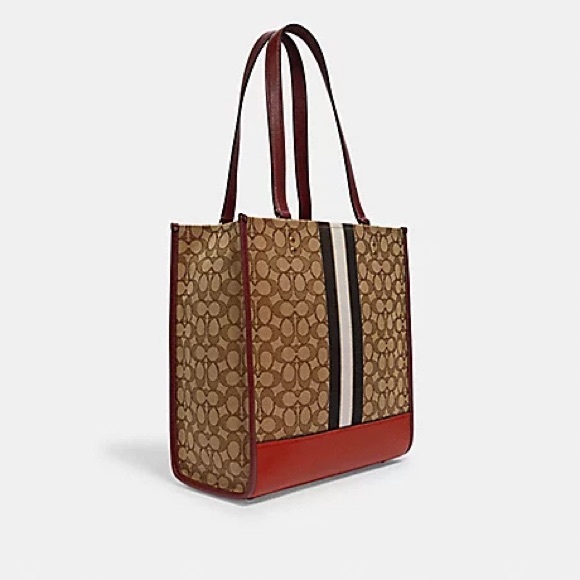 NWT!COACH DEMPSEY TOTE IN SIGNATURE JACQUARD WITH STRIPE AND COACH PATCH (1917) - Picture 6 of 8
